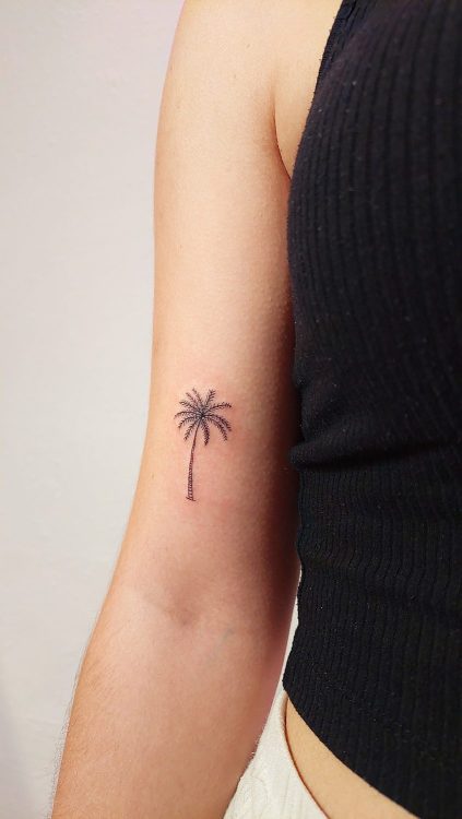 Tatuaje de palmera en el brazo