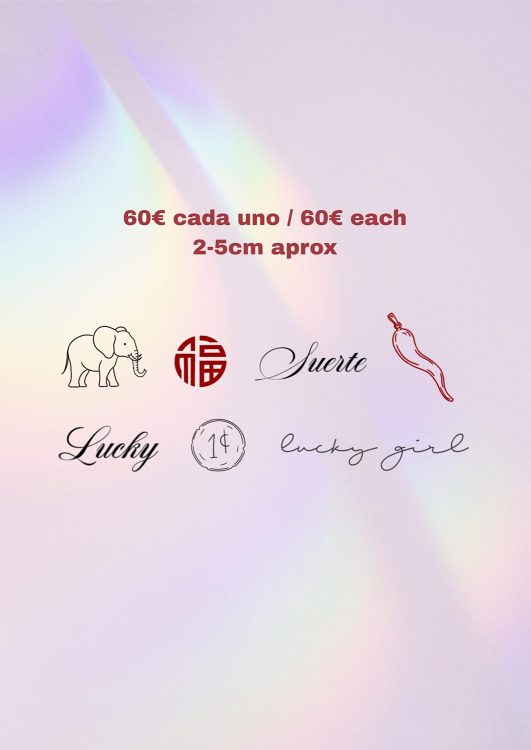 Iconos de suerte y precios en euros.