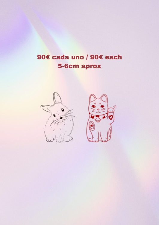 Ilustraciones de conejo y gato, 90€ cada uno.