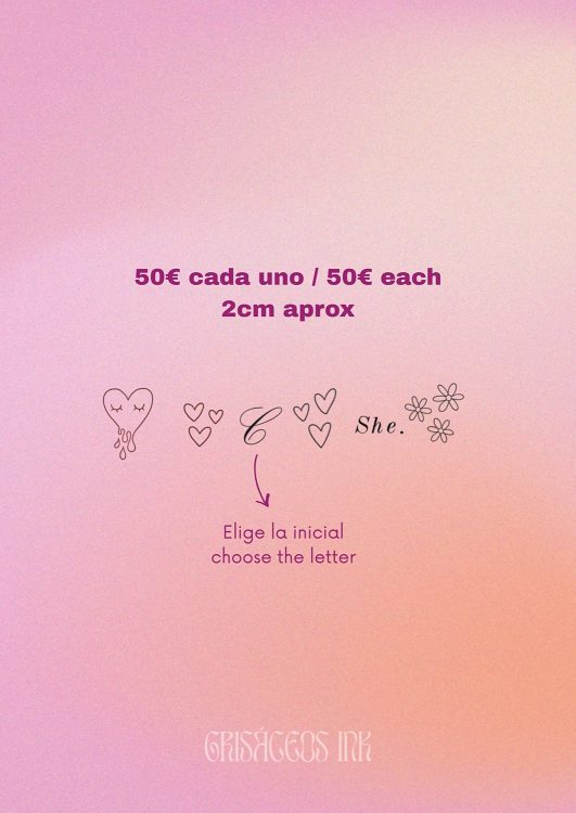 Tattoo designs, choose letter, 50€ each.