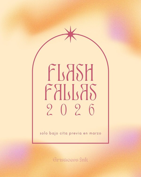Cartel publicidad Flash Fallas 2026, tonalidades cálidas.