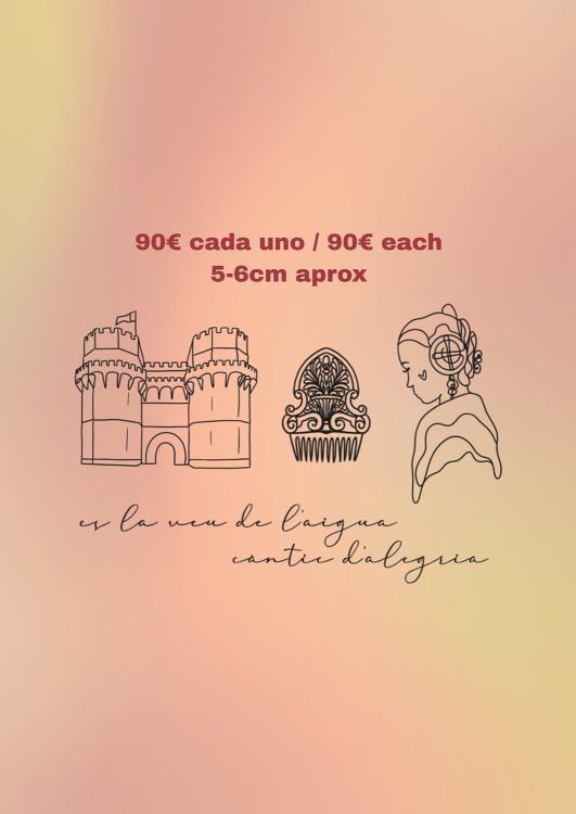 Dibujo: torre, peine, mujer, texto en español.