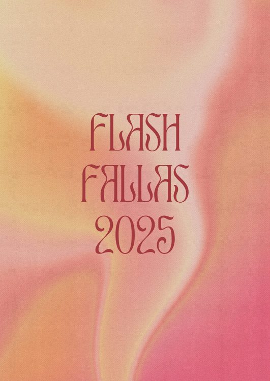 Póster Flash Fallas 2025 con fondo degradado.