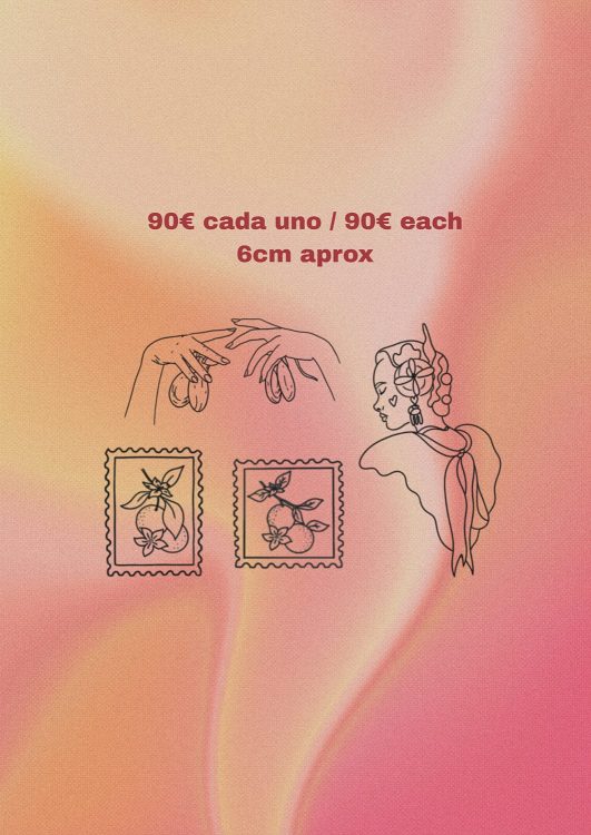 Ilustraciones de manos, mujer, sellos y precio expresados.