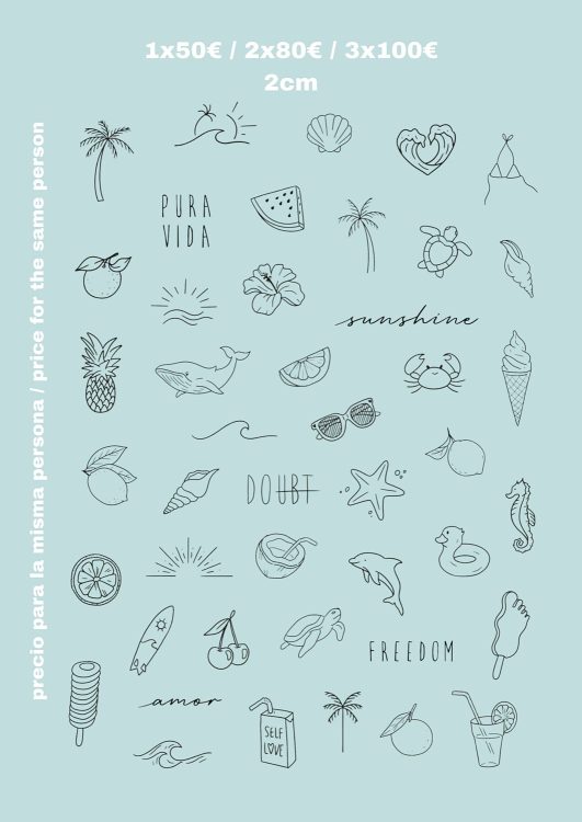 Tatuajes pequeños de verano, tarifas especiales.